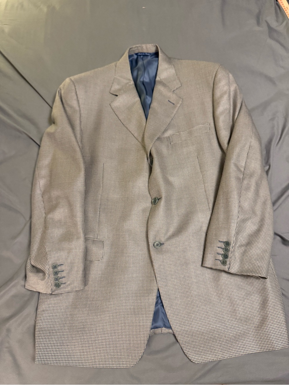 Canali Houndstooth Blazer 56R(EUR) 44/46R (US) Silk Wool Twill 3 Button Notch